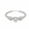 Jewelry * | Cheap Adornia Pearl Crystal Marquis Ring .925 Sterling Silver White