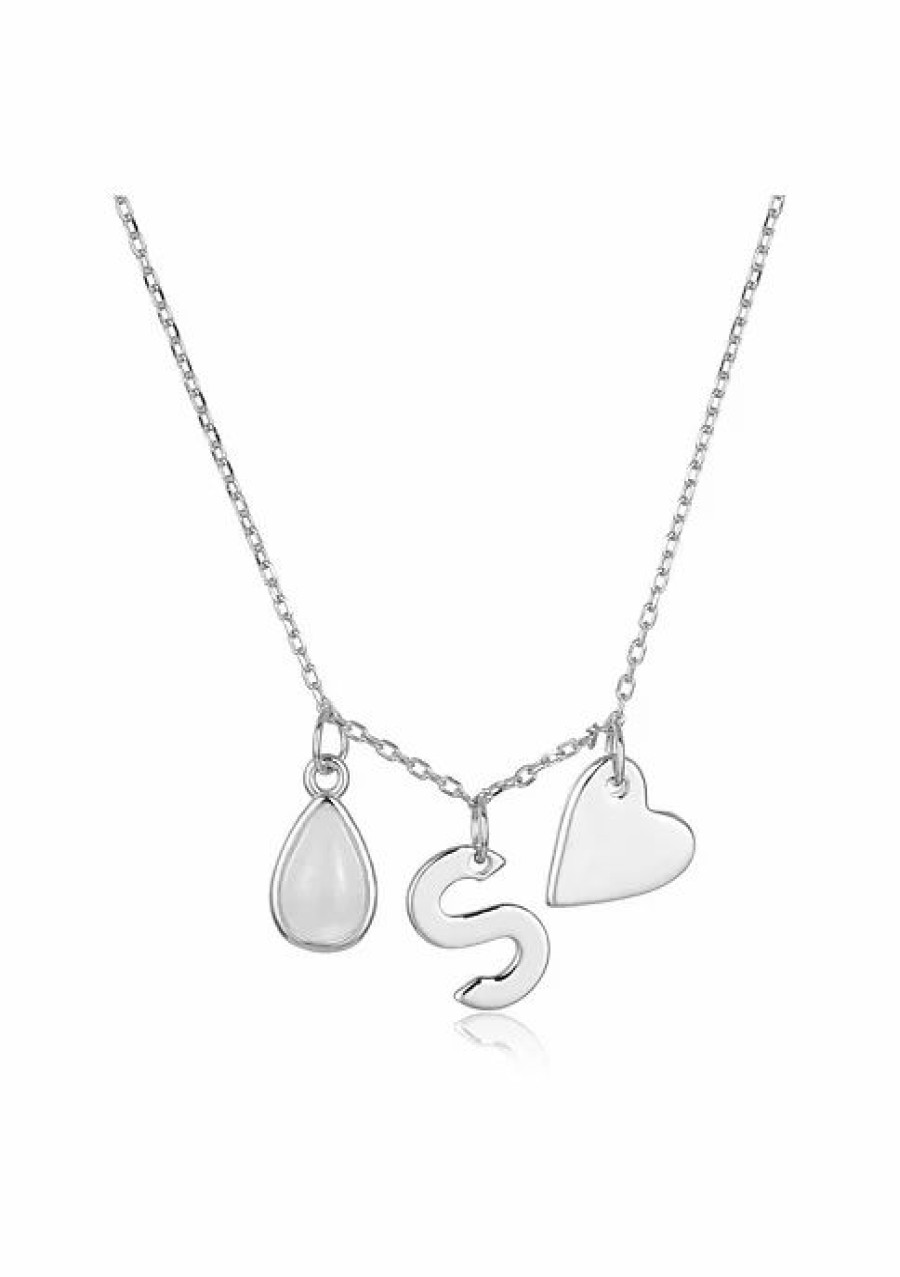 Jewelry * | Top 10 Adornia Three Charm Necklace Moonstone .925 Sterling Silver White