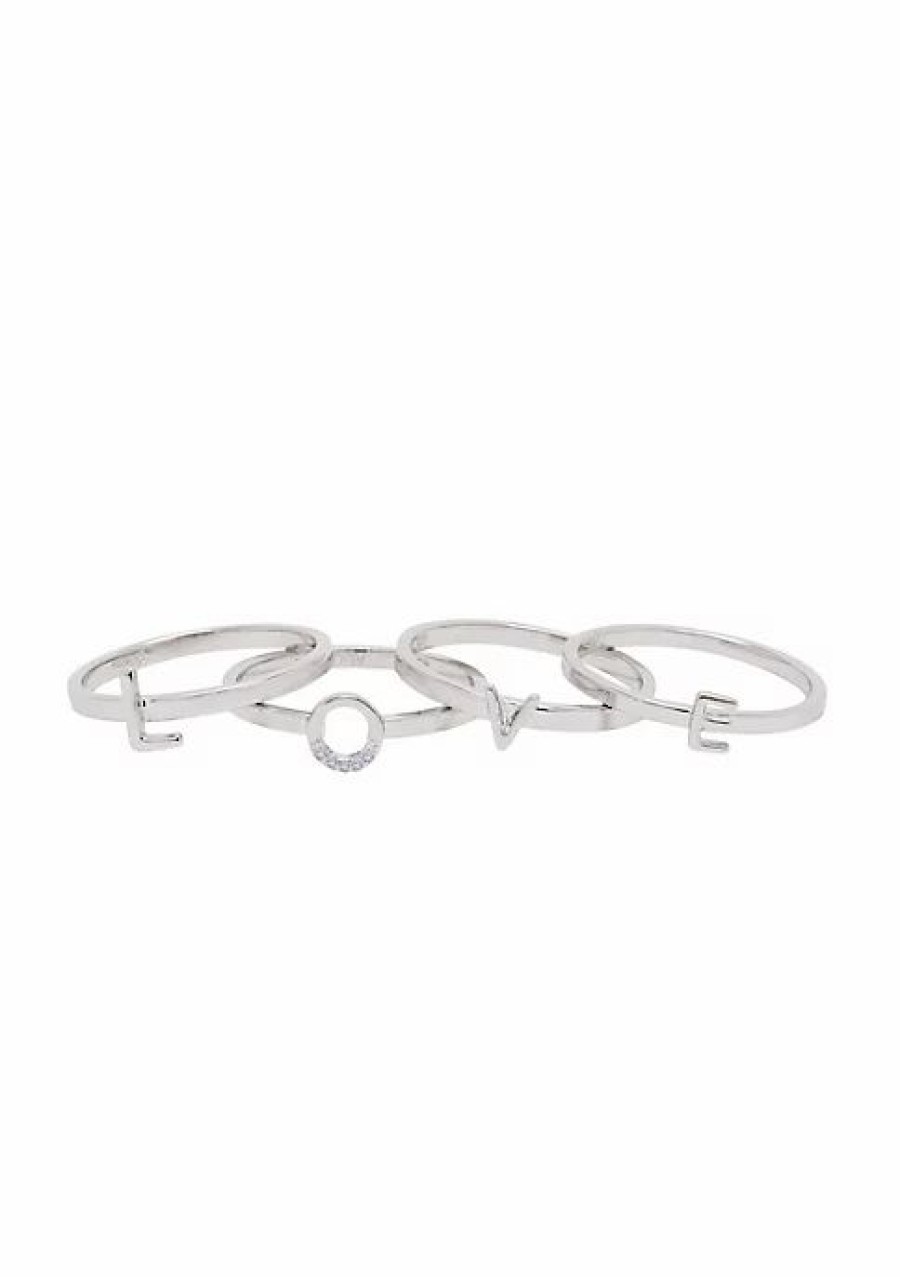 Jewelry * | Deals Adornia Love Ring Stack .925 Sterling Silver