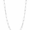 Jewelry * | Brand New Adornia Paper Clip Chain White Rhodium Silver