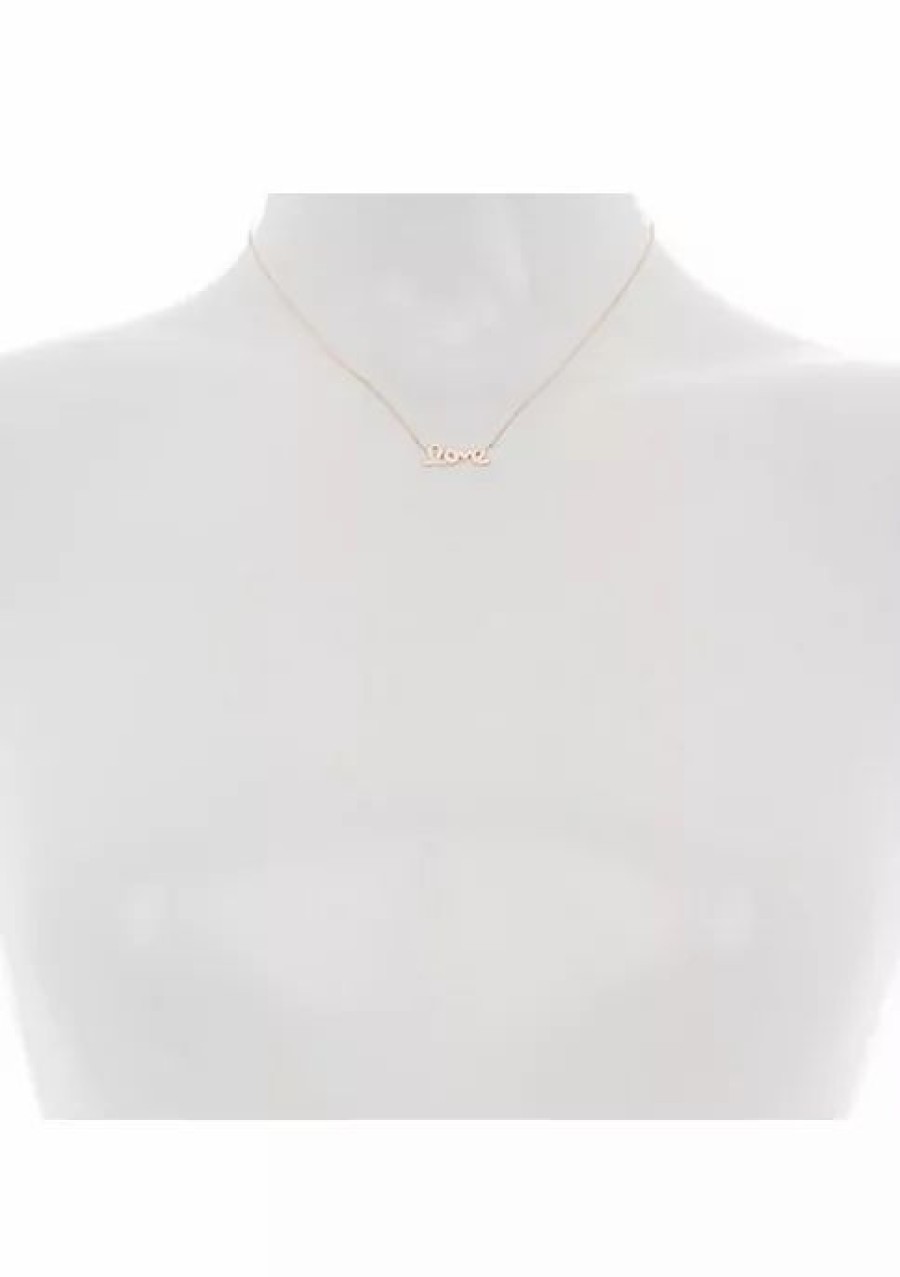 Jewelry * | Budget Adornia Cursive Love Necklace 14K Rose Gold Vermeil Silver Pink