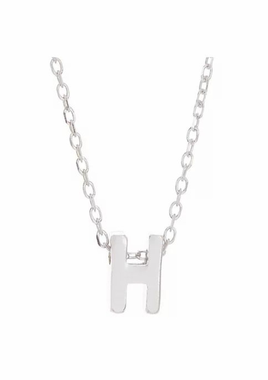 Jewelry * | Deals Adornia Initial Necklace White Rhodium .925 Sterling Silver