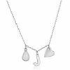 Jewelry * | Brand New Adornia Three Charm Necklace Moonstone .925 Sterling Silver White