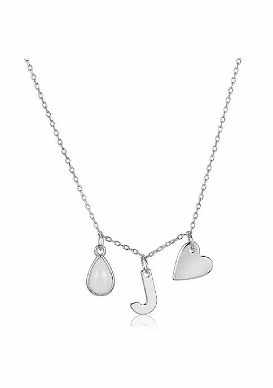 Jewelry * | Brand New Adornia Three Charm Necklace Moonstone .925 Sterling Silver White