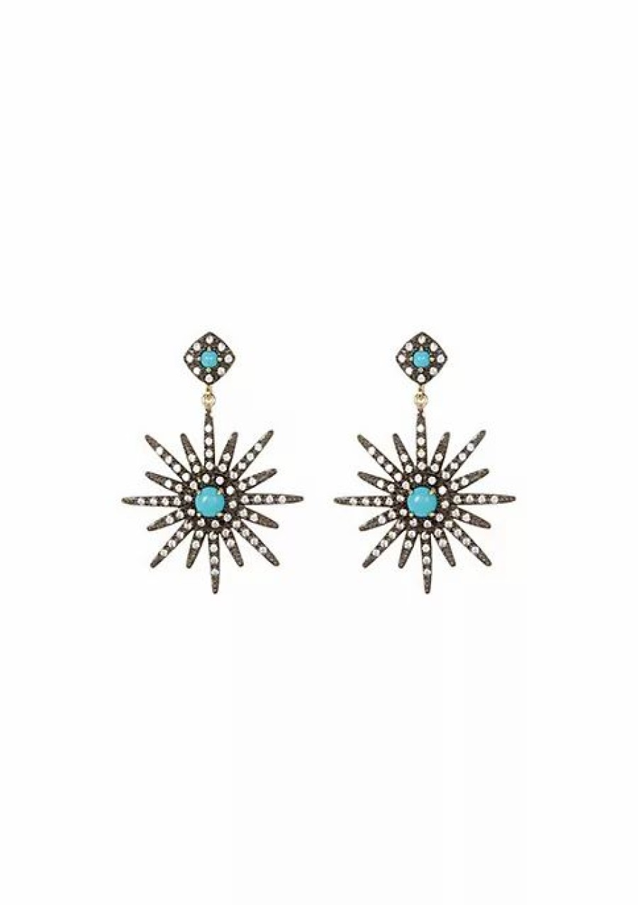 Jewelry * | Best Pirce Adornia Starburst Earrings .925 Sterling Silver Blue