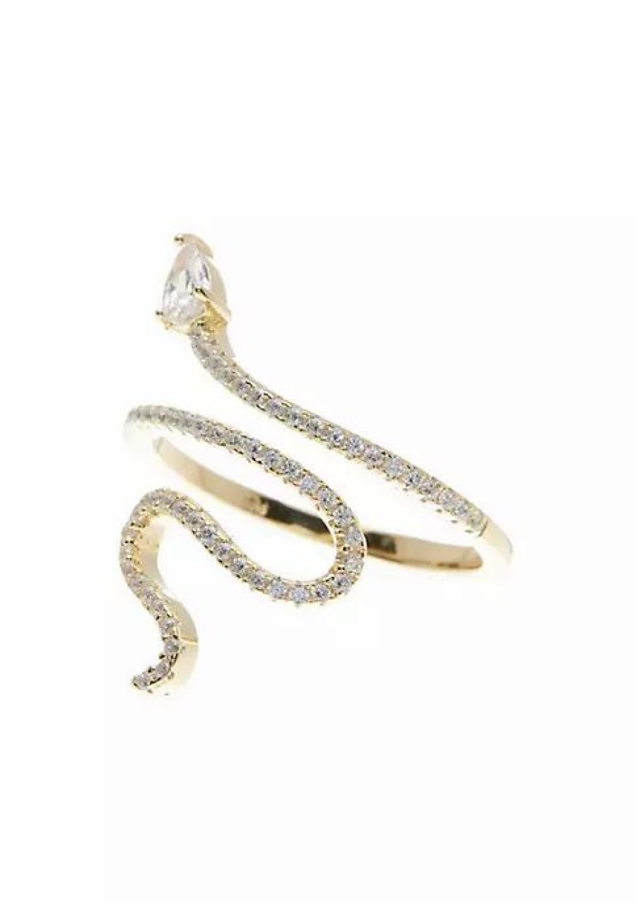 Jewelry * | Budget Adornia Crystal Snake Ring 14K Yellow Vermeil .925 Sterling Silver Gold