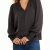 Jeans * | Best Sale Sam Edelman Women'S Long Sleeve Varick Hammered Satin Blouse