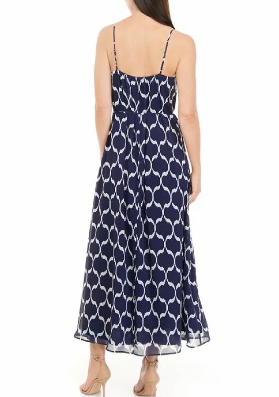 Jeans * | Coupon Sam Edelman Women'S Sleeveless Printed Maxi Dress Navy