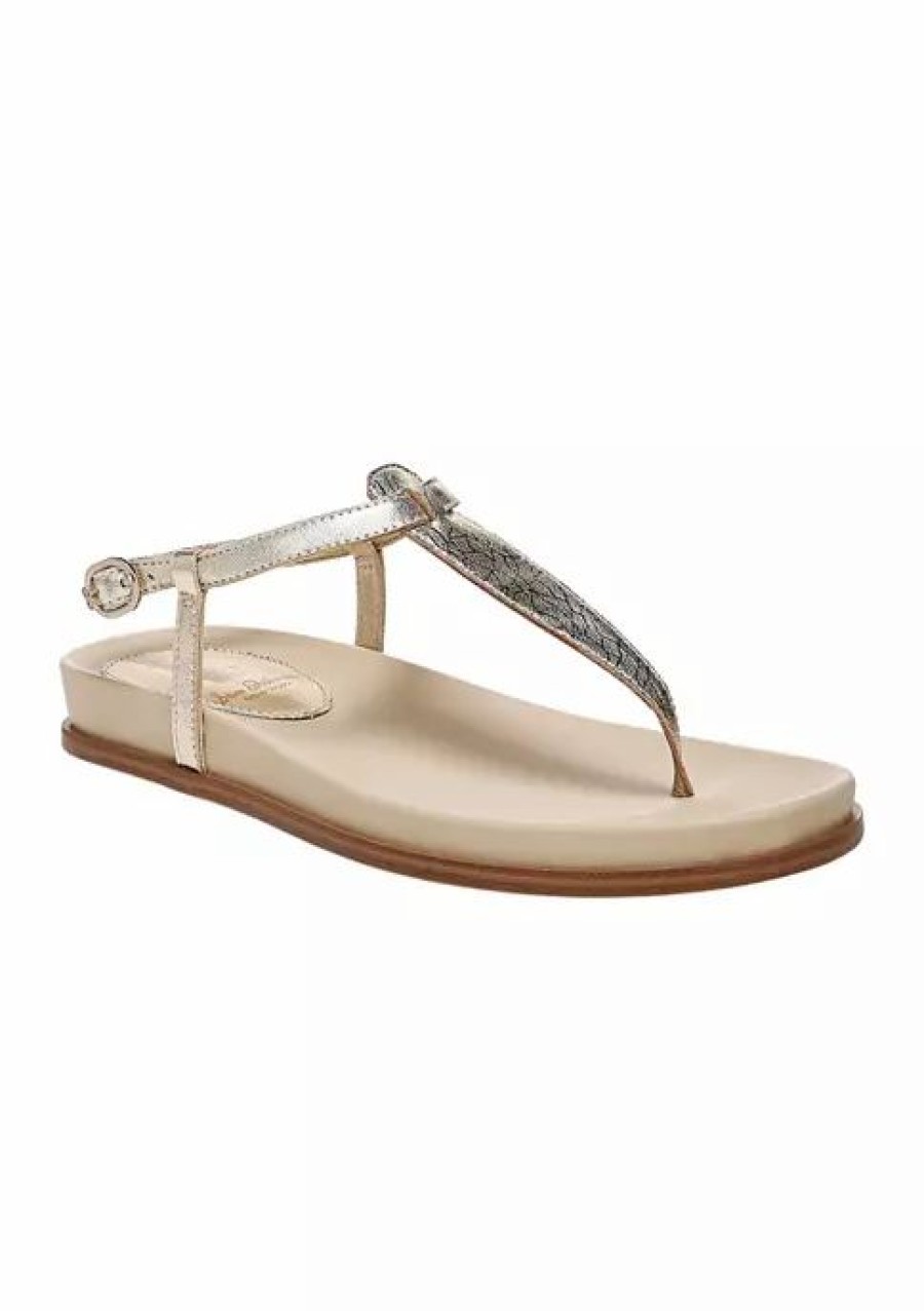 Shoes * | New Sam Edelman Naomi Thong Sandals Gold