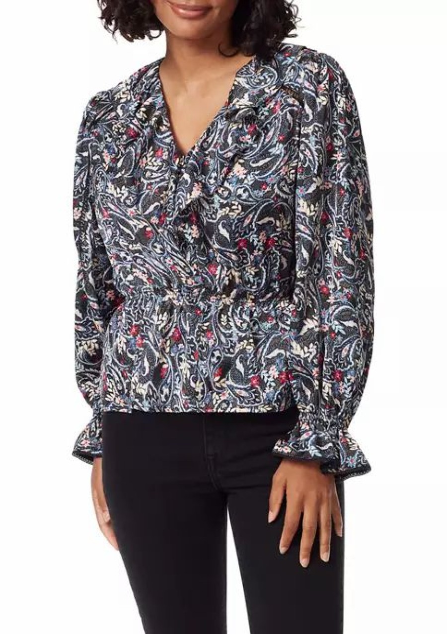 Jeans * | Deals Sam Edelman Women'S Vermont Blouse Drifting Paisley/Black