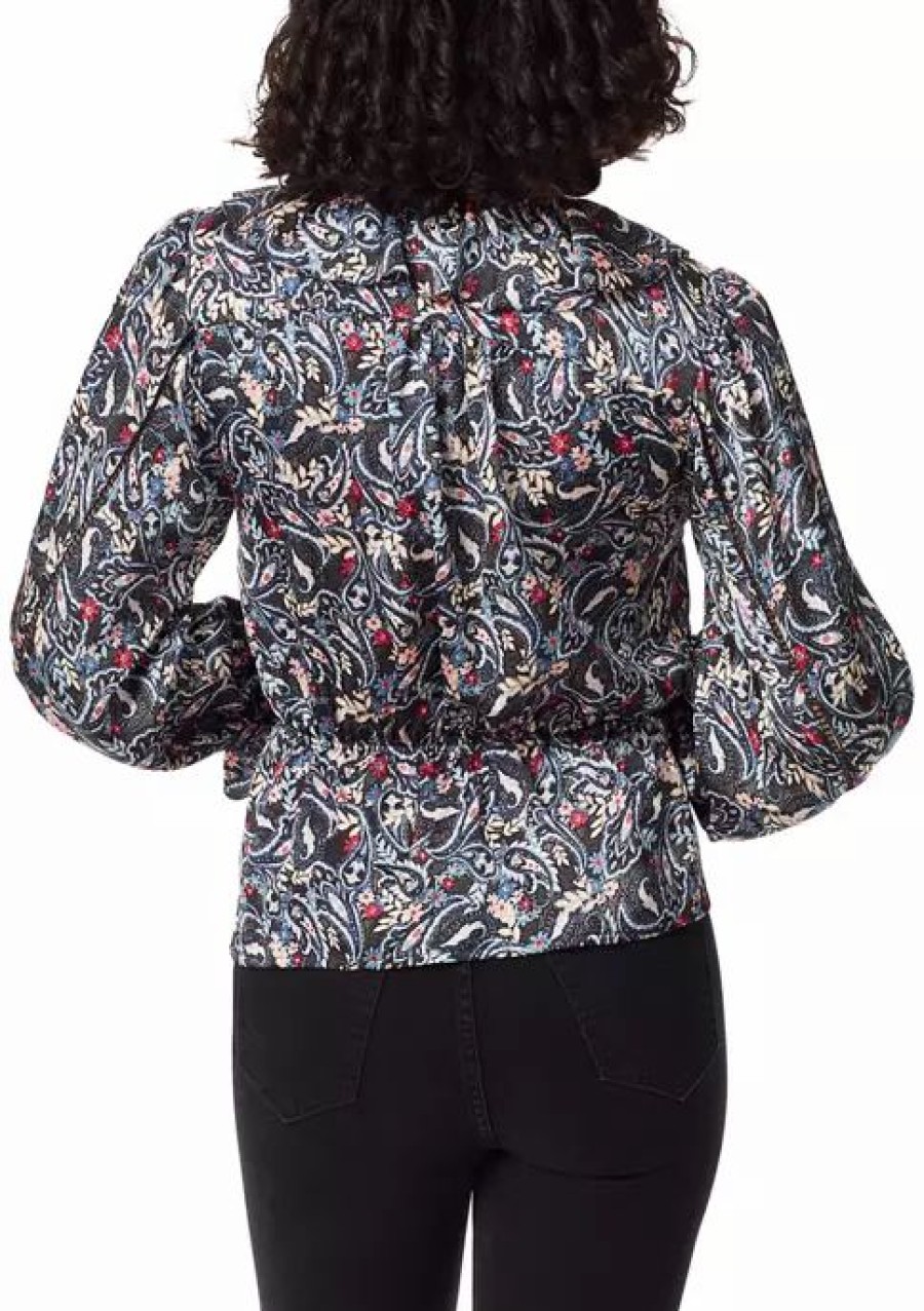 Jeans * | Deals Sam Edelman Women'S Vermont Blouse Drifting Paisley/Black