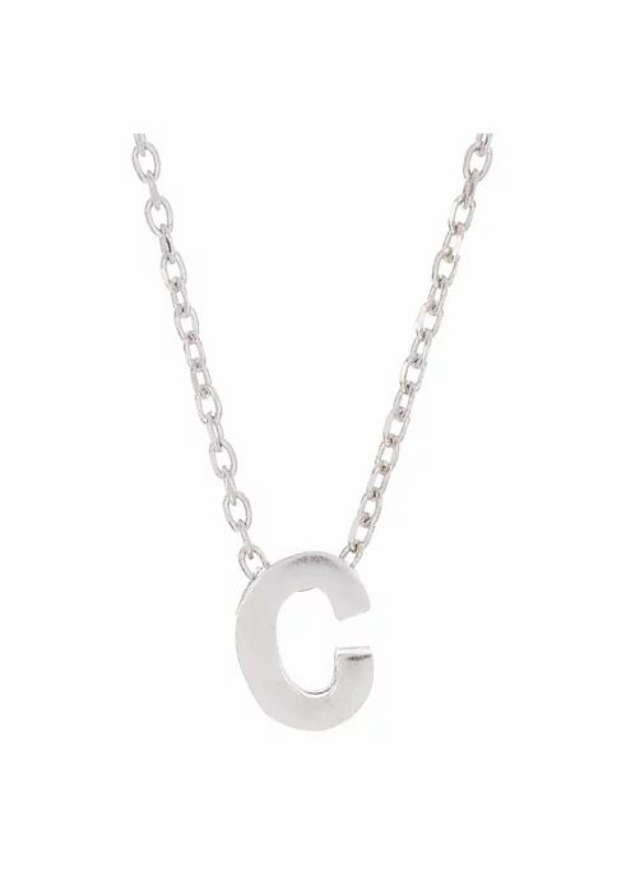 Jewelry * | Cheapest Adornia Initial Necklace White Rhodium .925 Sterling Silver