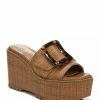 Shoes * | Cheapest Sam Edelman Livi Buckle Wedge Sandals Cuoio