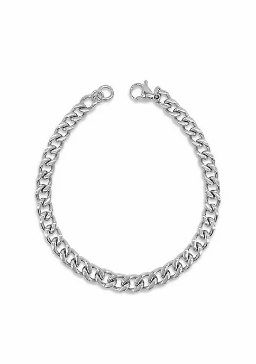 Jewelry * | Flash Sale Adornia 7Mm Cuban Chain Bracelet 9 Silver