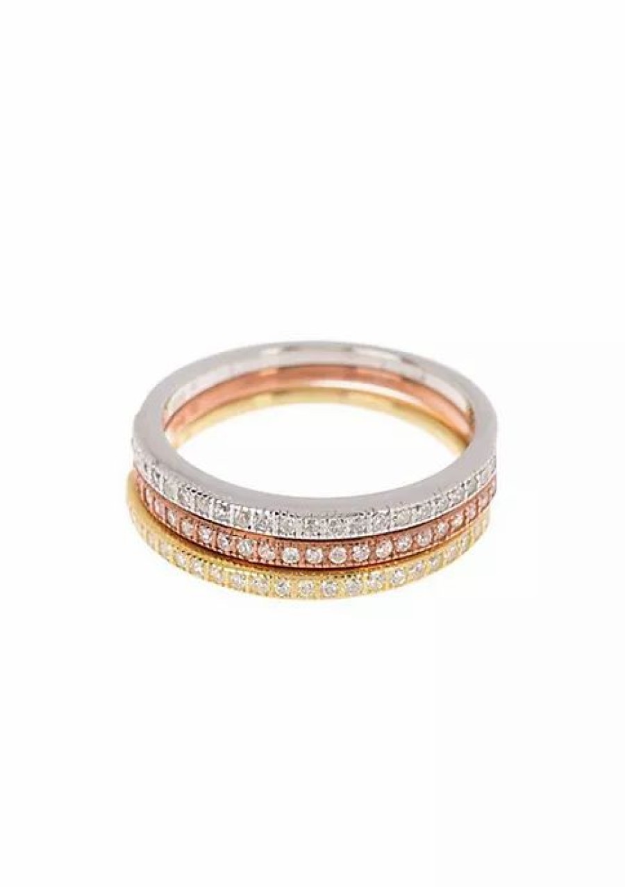 Jewelry * | Cheap Adornia Half Eternity Band Stacking Ring Set Yellow Vermeil .925 Sterling Silver Gold