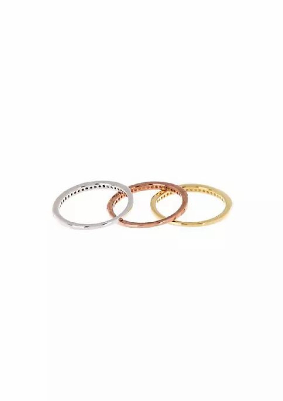 Jewelry * | Cheap Adornia Half Eternity Band Stacking Ring Set Yellow Vermeil .925 Sterling Silver Gold