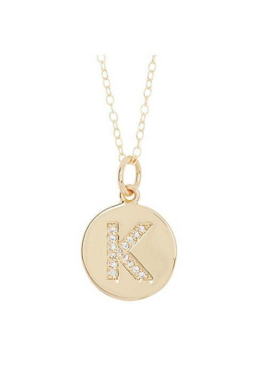 Jewelry * | Brand New Adornia Initial Circle Disc Necklace 14K Yellow Plated Vermeil .925 Sterling Silver Gold