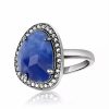 Jewelry * | Brand New Adornia Sapphire & Diamond Rose Cut Halo Ring Silver Blue