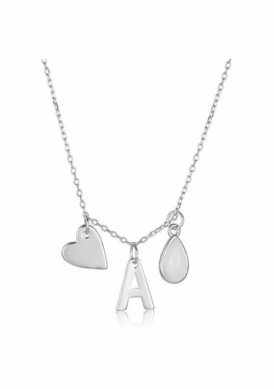 Jewelry * | Buy Adornia Three Charm Necklace Moonstone .925 Sterling Silver White