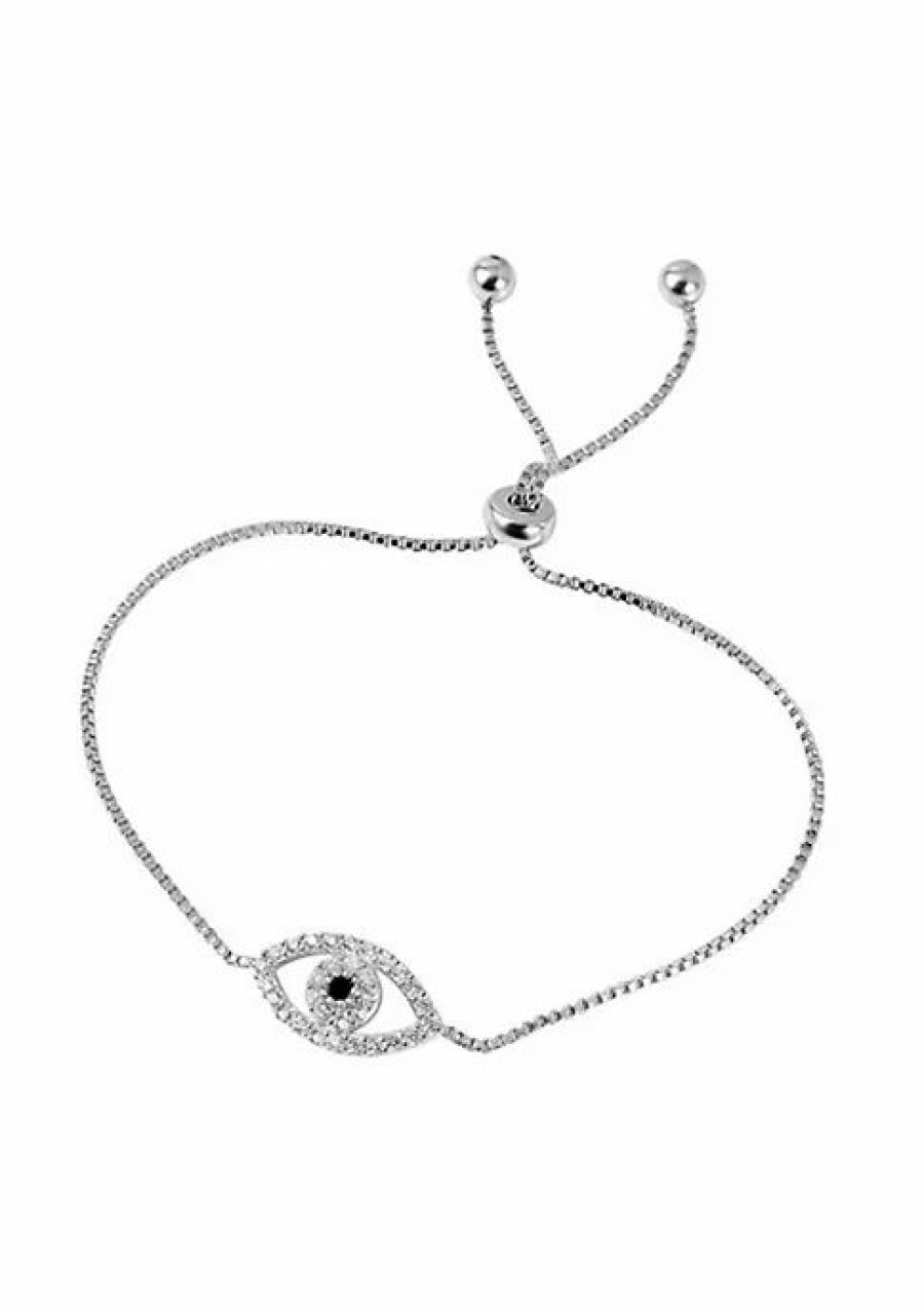 Jewelry * | Outlet Adornia Evil Eye Slider Bracelet .925 Sterling Silver