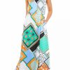 Jeans * | Budget Sam Edelman Women'S Tie Waist Mixed Scarf Print Maxi Blue Multi