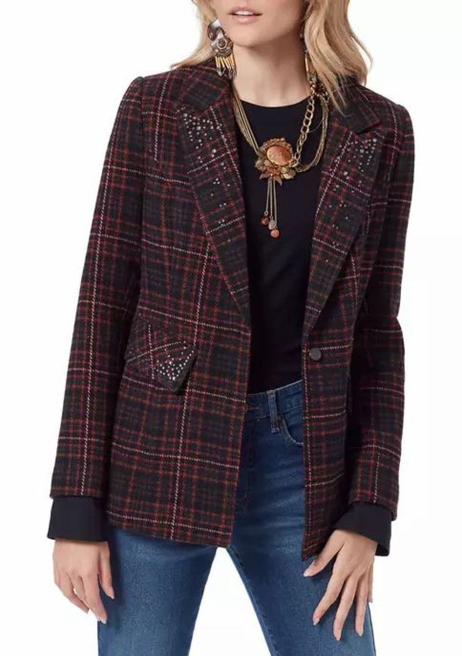 Jeans * | Buy Sam Edelman Women'S Margot Blazer Mabel Plaid/Black