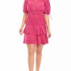 Jeans * | Best Reviews Of Sam Edelman Women'S Short Puff Sleeve Drop Waist Dress Pretty Pink