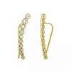 Jewelry * | Budget Adornia Bezeled Ear Climber Earrings 14K Yellow Vermeil .925 Sterling Silver Gold