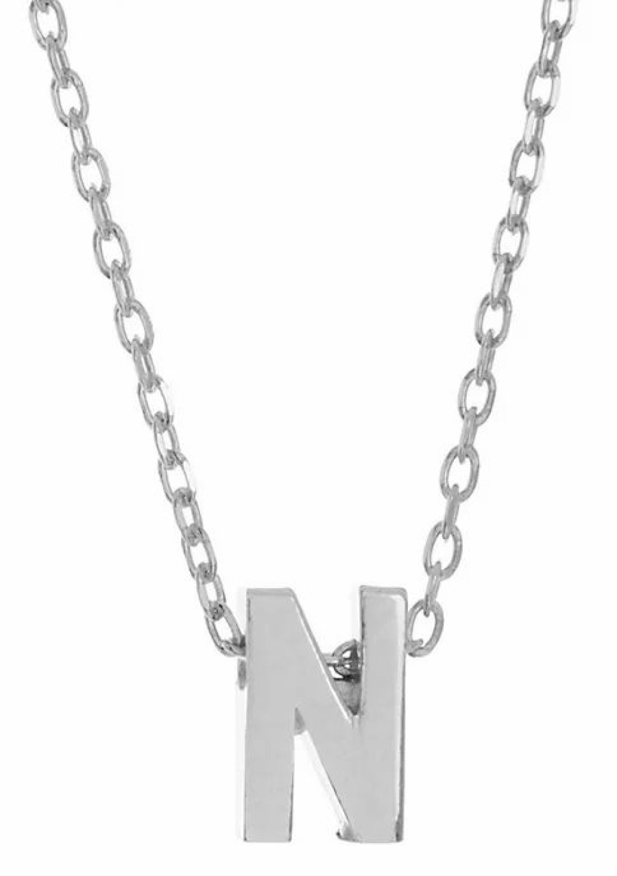 Jewelry * | Cheapest Adornia Initial Necklace White Rhodium .925 Sterling Silver