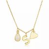 Jewelry * | Best Deal Adornia Three Charm Necklace Moonstone Yellow Gold Vermeil .925 Sterling Silver White