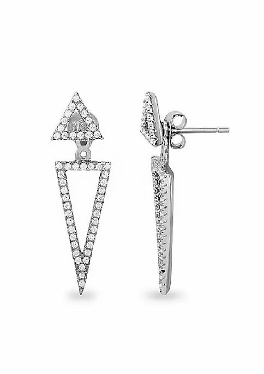 Jewelry * | Best Reviews Of Adornia Crystal Triangle Jackets .925 Sterling Silver