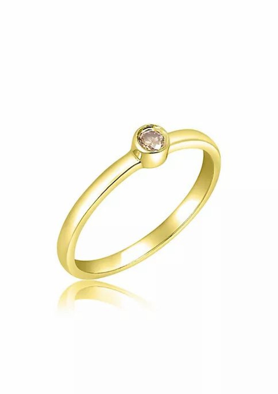 Jewelry * | Buy Adornia Fine Single Bezeled Diamond Band Vermeil .925 Sterling Silver Gold