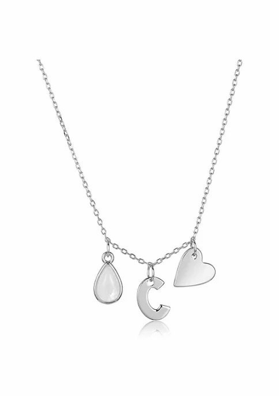 Jewelry * | Hot Sale Adornia Three Charm Necklace Moonstone .925 Sterling Silver White