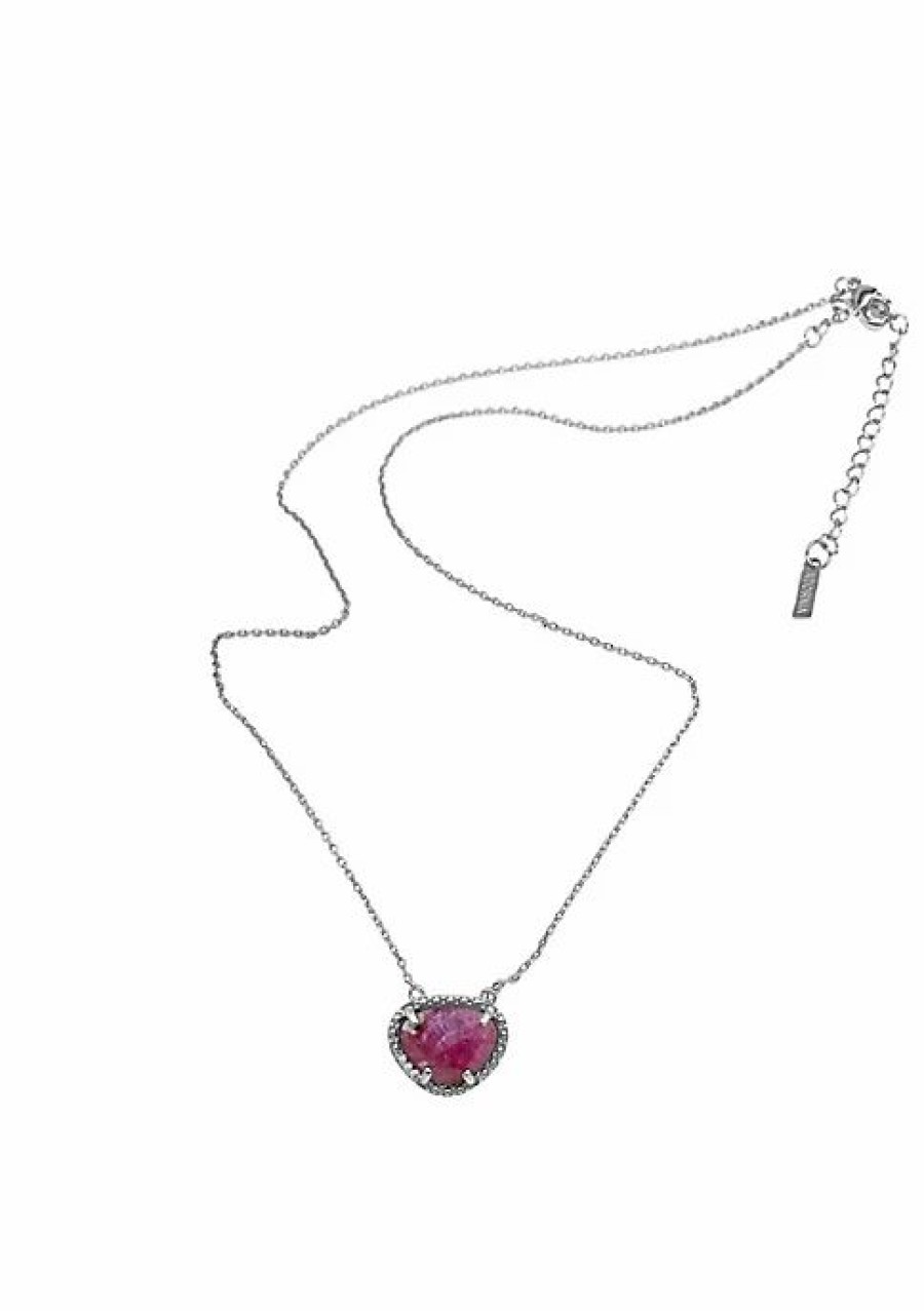 Jewelry * | Promo Adornia July Birthstone Necklace Ruby Silver