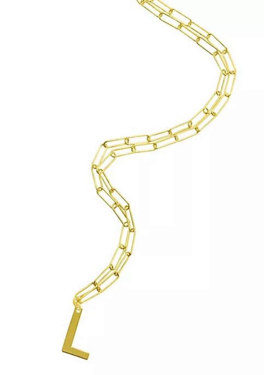 Jewelry * | Deals Adornia Initial Neckalce With Paperclip Link Chain 14K Yellow Vermeil .925 Sterling Silver Gold