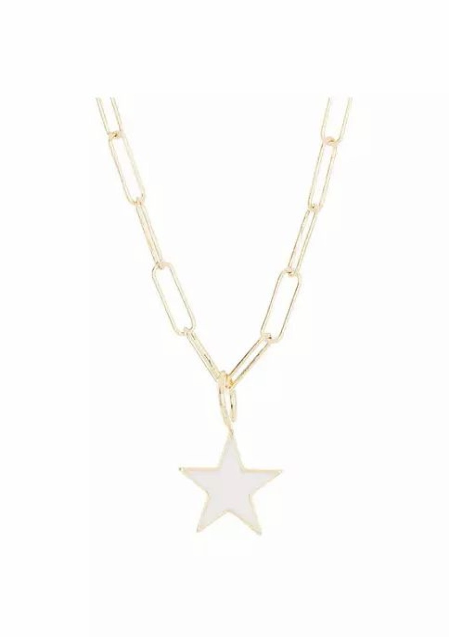 Jewelry * | Budget Adornia Enamel Star Pendant Necklace Gold Vermeil .925 Sterling Silver White