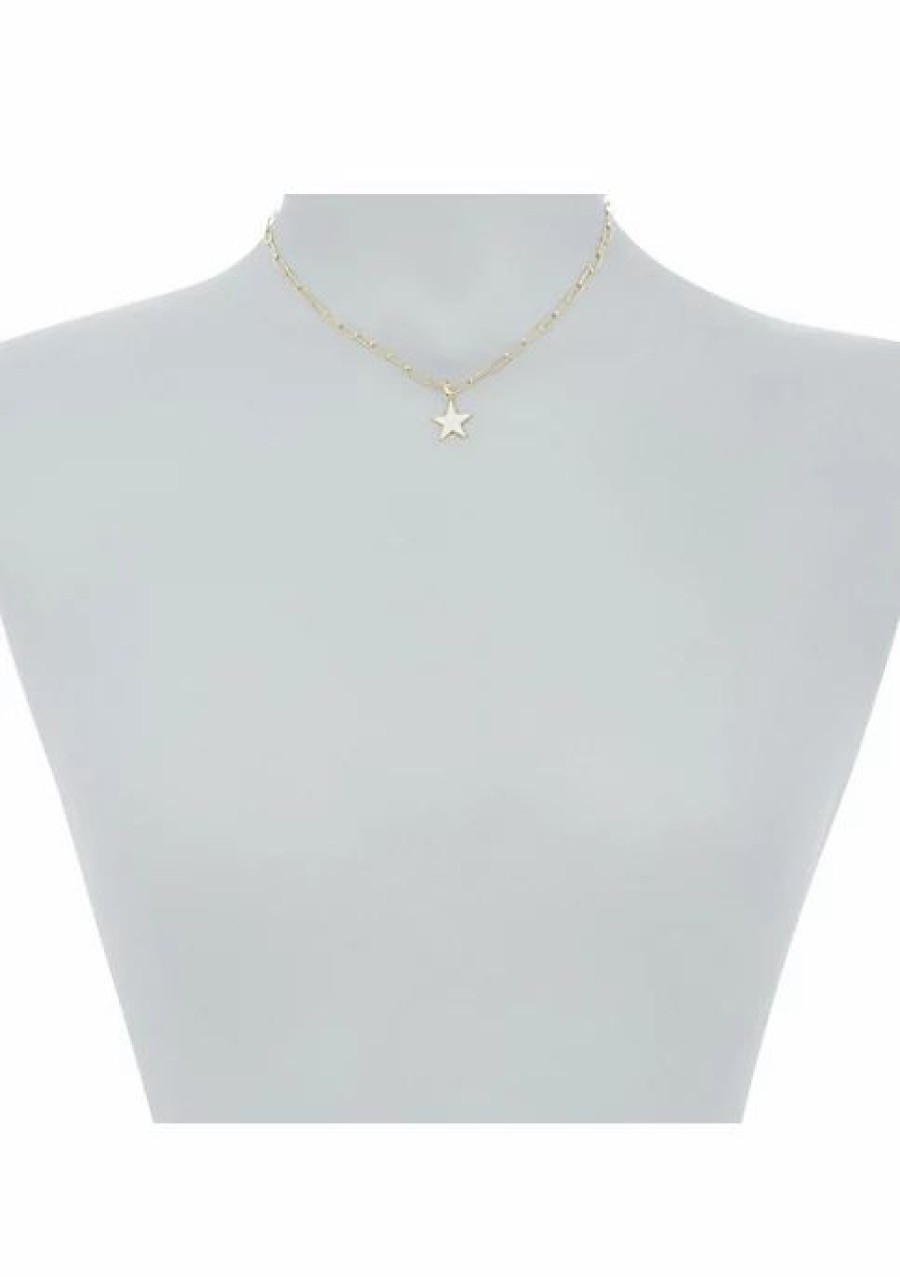 Jewelry * | Budget Adornia Enamel Star Pendant Necklace Gold Vermeil .925 Sterling Silver White