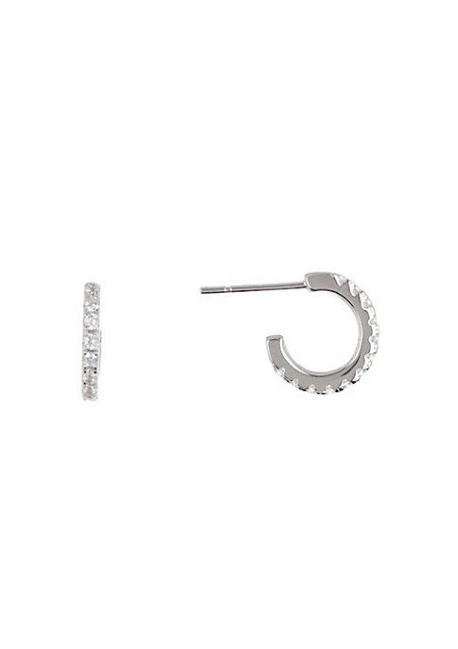 Jewelry * | Deals Adornia Crystal Huggie Hoop Earrings .925 Sterling Silver