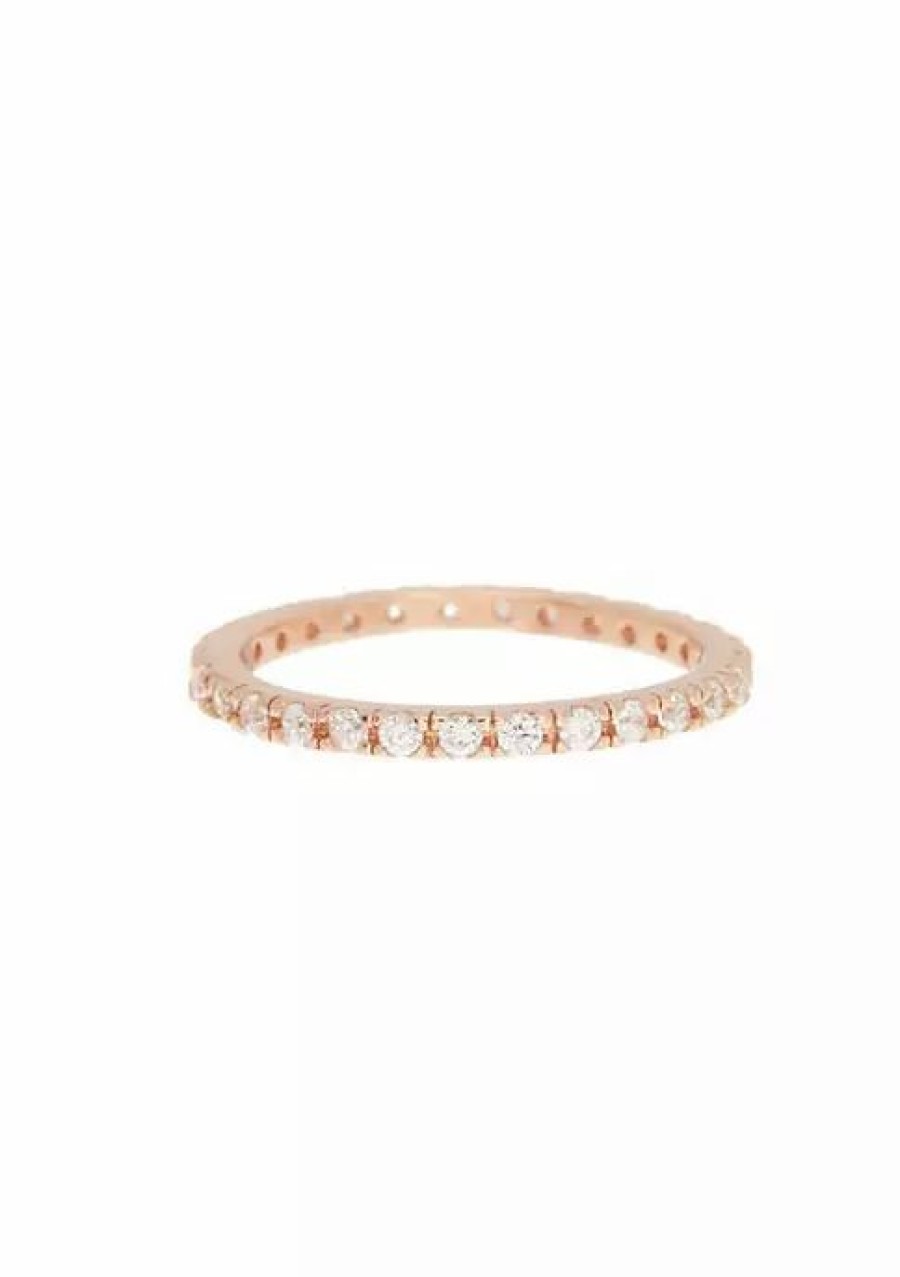 Jewelry * | Buy Adornia Crystal Eternity Band Ring 14K Rose Gold Vermeil .925 Sterling Silver Pink