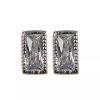 Jewelry * | Outlet Adornia Rectangle Crystal Studs .925 Sterling Silver