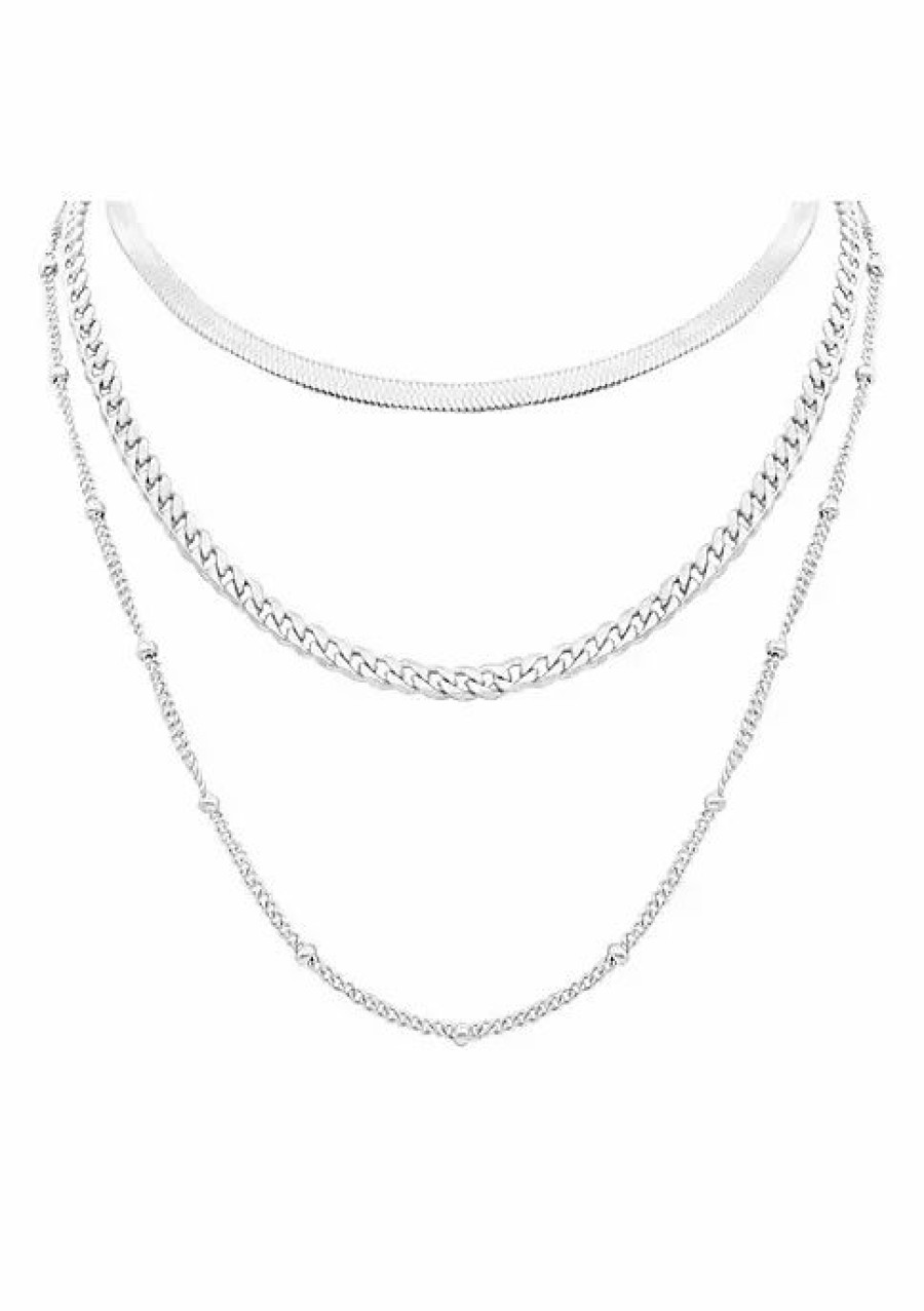 Jewelry * | Cheap Adornia Layered Chain Necklace Silver