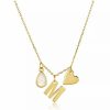 Jewelry * | Cheapest Adornia Three Charm Necklace Moonstone Yellow Gold Vermeil .925 Sterling Silver White