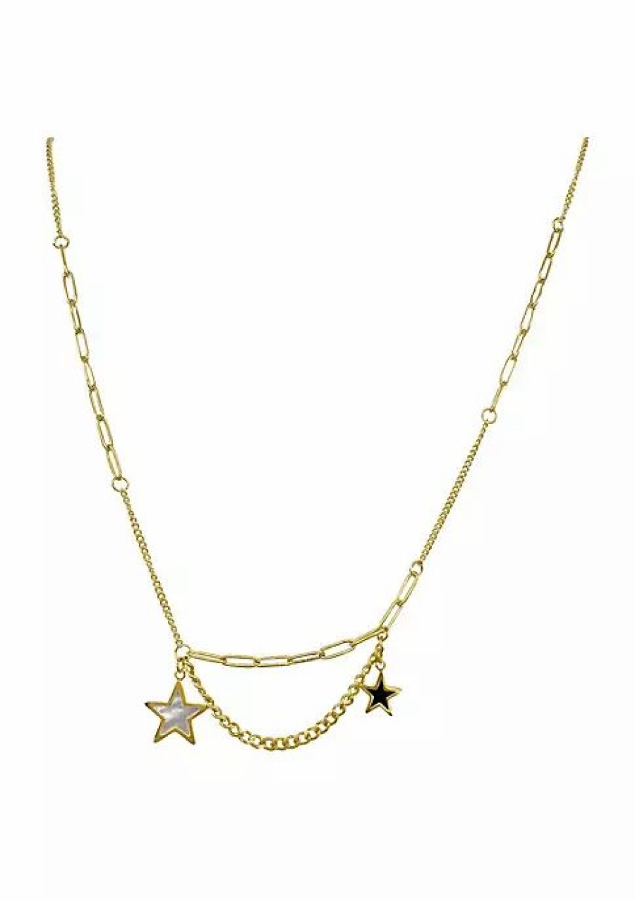 Jewelry * | Wholesale Adornia Star And Mixed Chain Necklace Gold