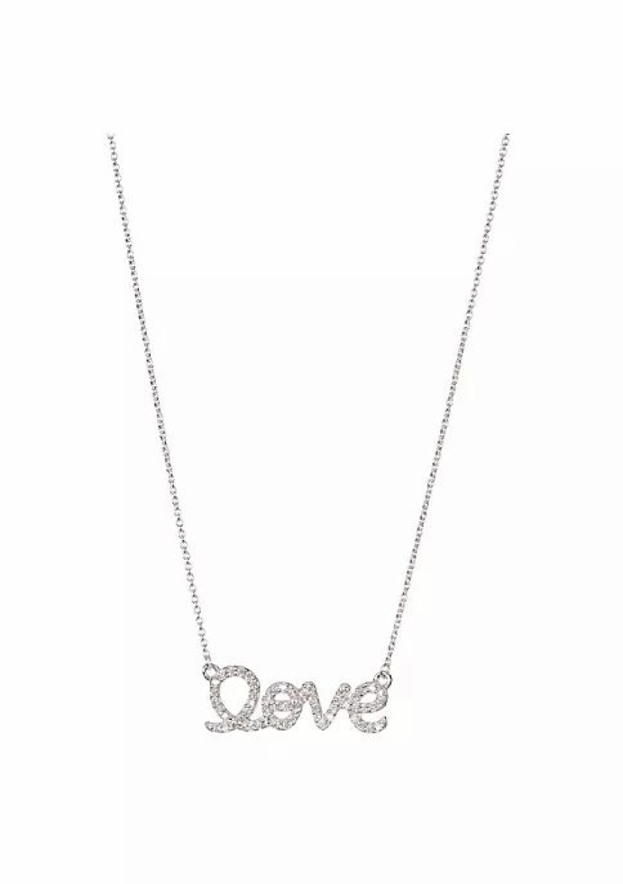 Jewelry * | Wholesale Adornia Crystal Cursive Love Necklace .925 Sterling Silver