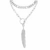 Jewelry * | New Adornia Mixed Chain Leaf Y Necklace Silver