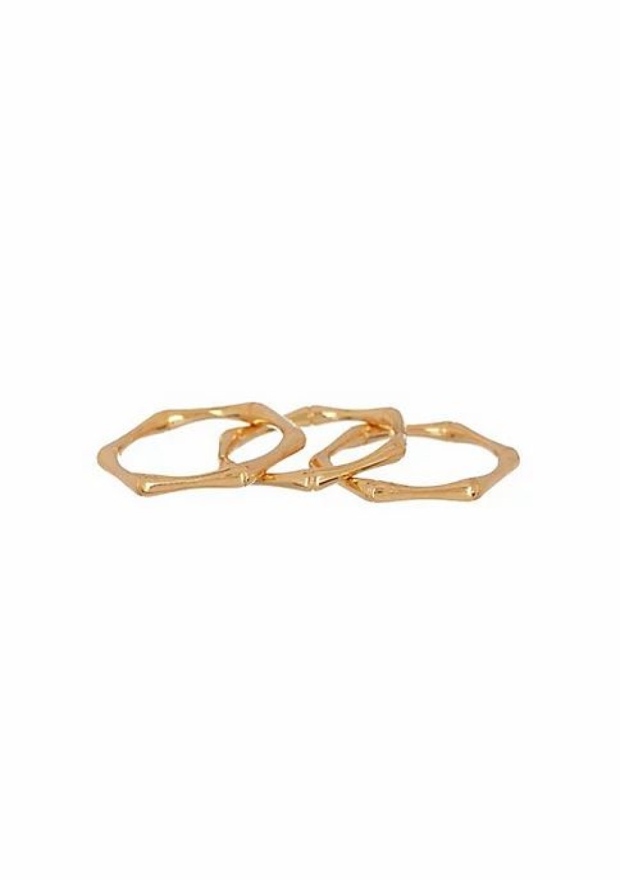 Jewelry * | Buy Adornia Bamboo Ring Set Yellow Vermeil .925 Sterling Silver Gold