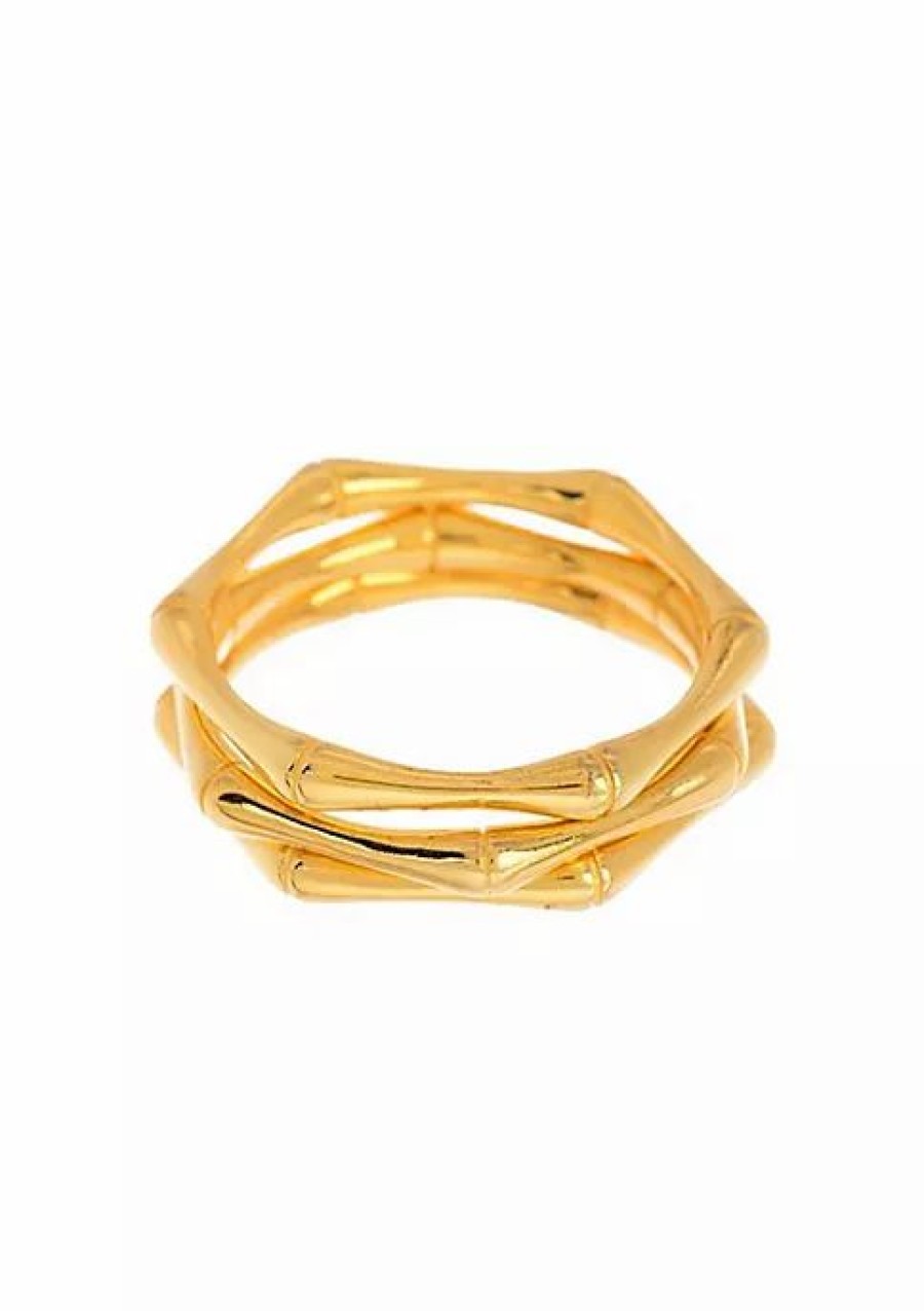 Jewelry * | Buy Adornia Bamboo Ring Set Yellow Vermeil .925 Sterling Silver Gold