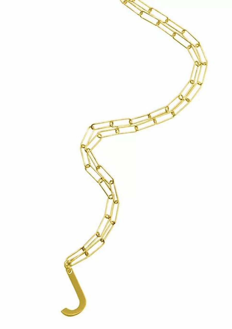 Jewelry * | New Adornia Initial Neckalce With Paperclip Link Chain 14K Yellow Vermeil .925 Sterling Silver Gold