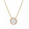 Jewelry * | Best Deal Adornia Swarovski Crystal Halo Necklace Yellow Vermeil .925 Sterling Silver Gold