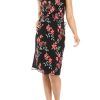 Jeans * | Cheap Sam Edelman Women'S Sleeveless Floral Print Embroidered Surplice Dress Black Multi